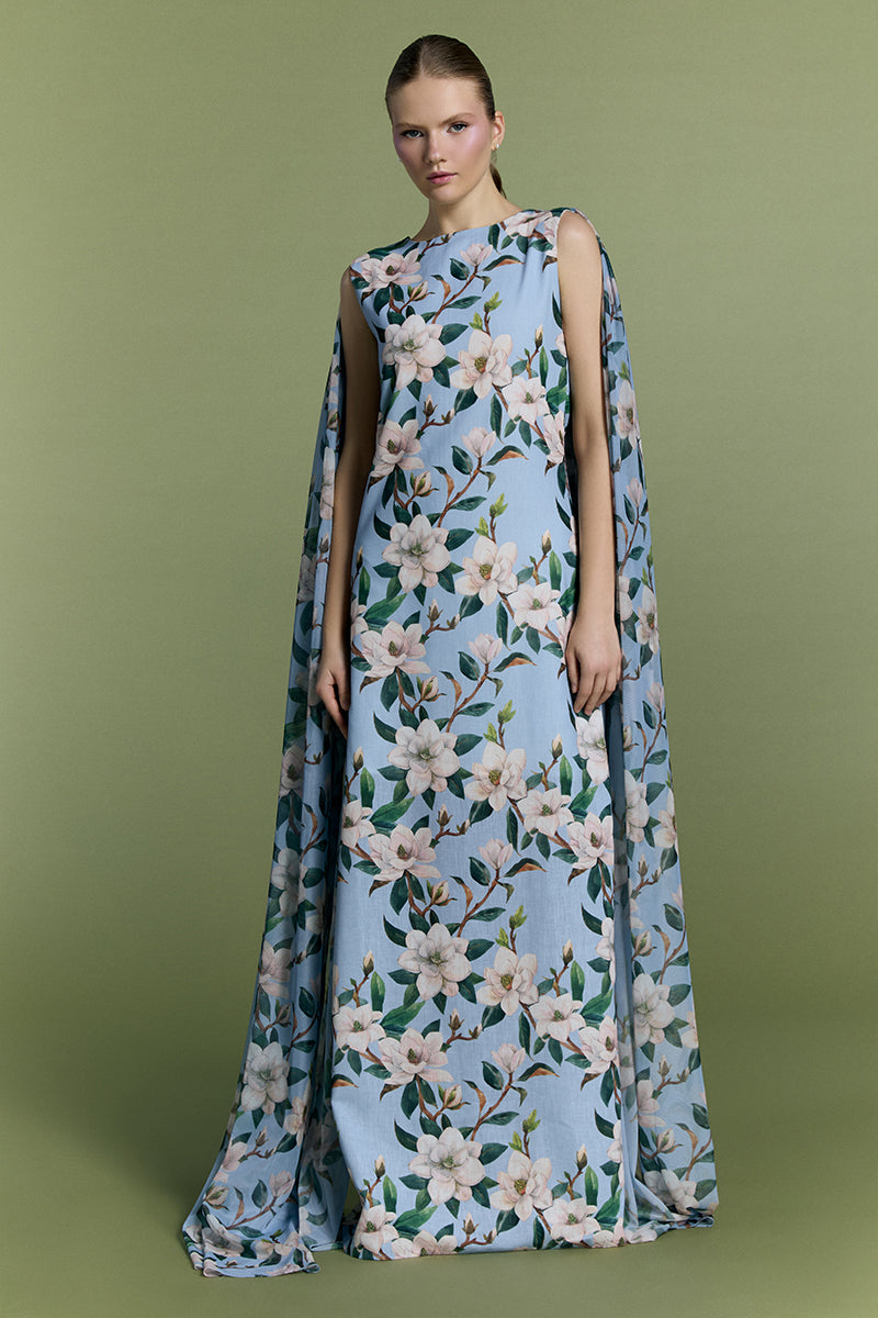 Nur Karaata Whisper Wind gown featuring flowing fabric and elegant design, perfect for formal occasions.
