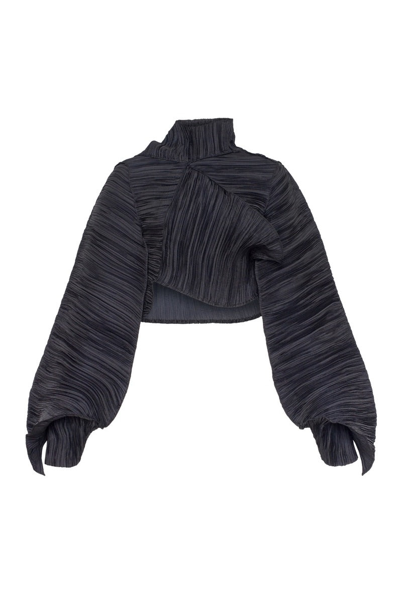 JUNKO ASYMMETRIC PLEATED TOP WITH LONG SLEEVES - CULT MIA