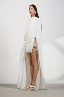 Deme By Gabriella Alexandra mini dress in black with sleeveless design and fitted silhouette, displayed on a hanger.