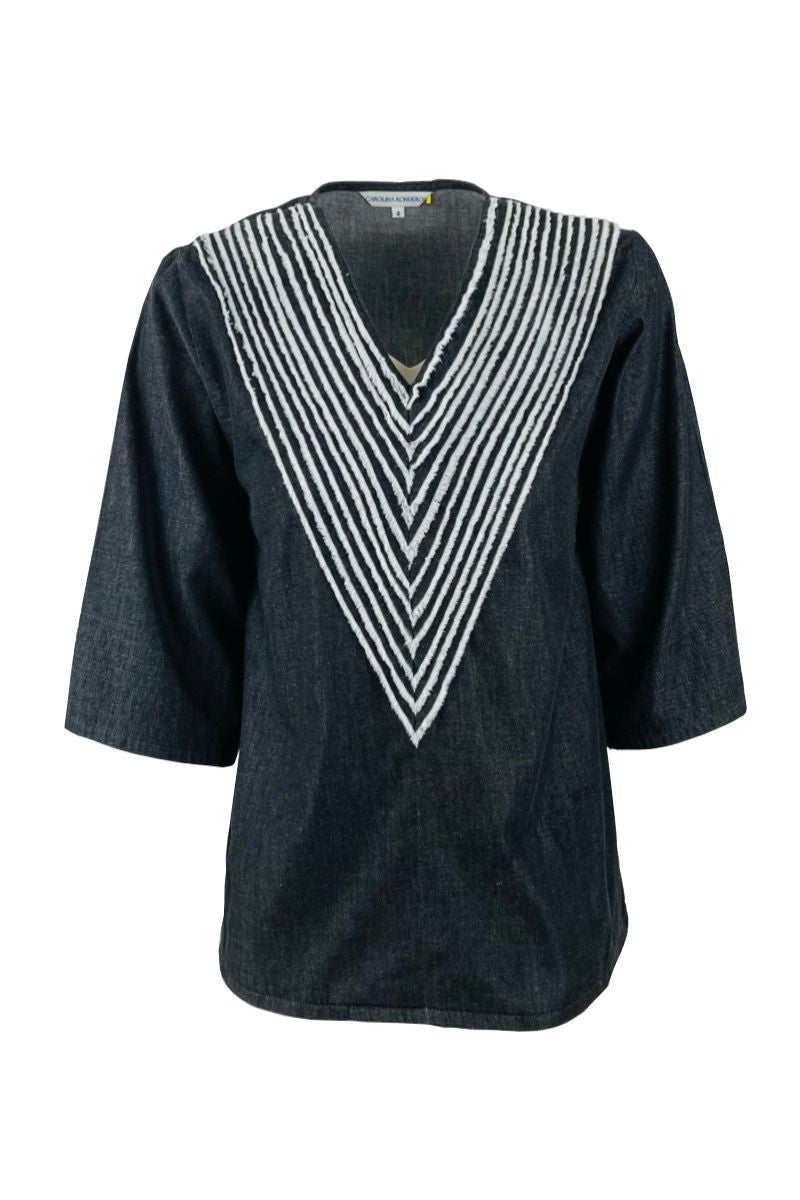 V-NECK BIB DENIM TOP - CULT MIA