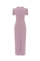 Pink Nimes midi dress by Lekieu, featuring a flowing fabric and elegant design, displayed on a model.