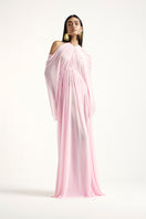 Deme By Gabriella Blossom Dress in Noa Pink, a flowy maxi dress with floral details, perfect for summer events.