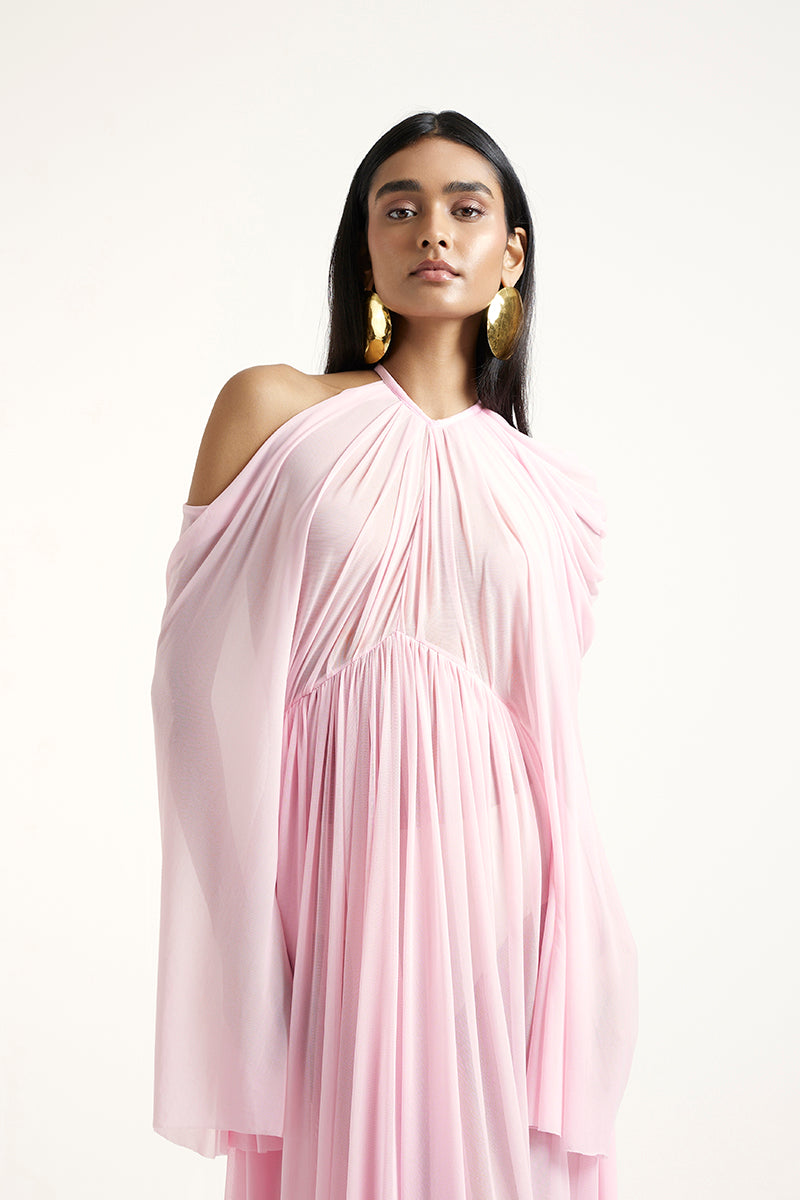 Deme by Gabriella Blossom Dress in Noa Pink, a flowy maxi dress with floral patterns and sleeveless design, suitable for summer wear.