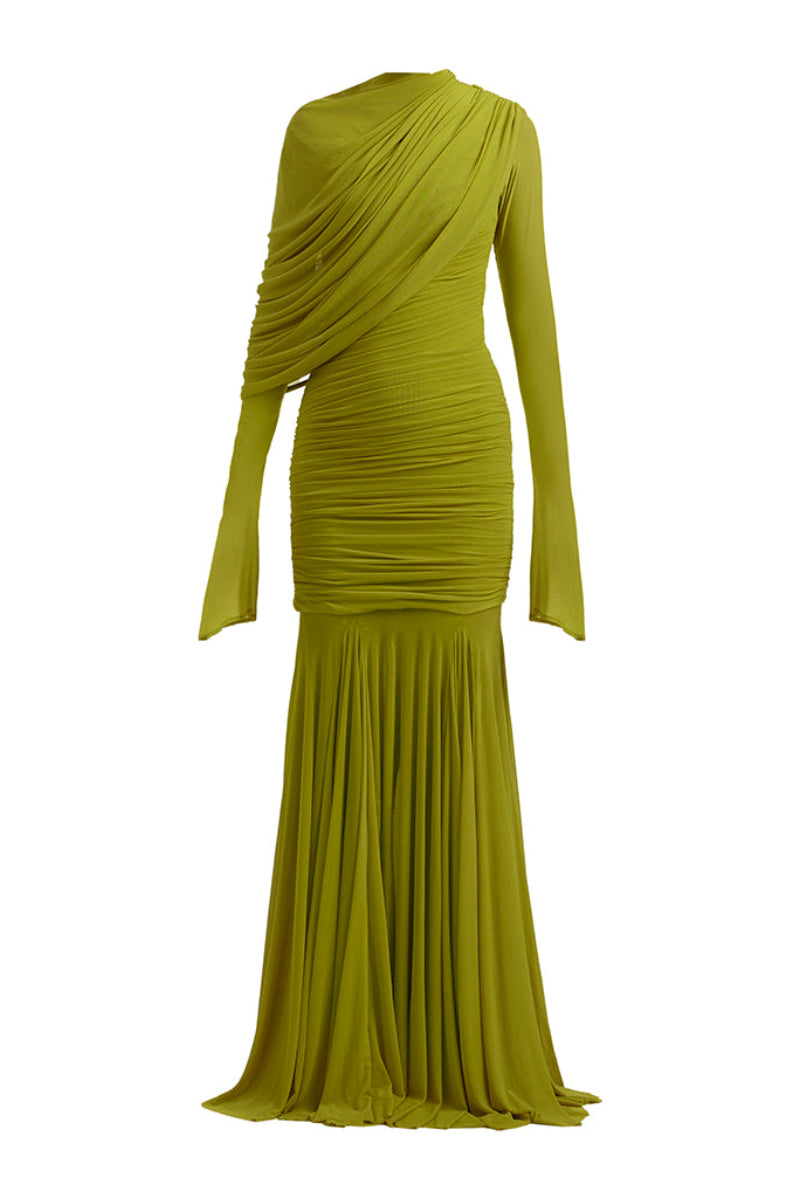 Deme By Gabriella Oakland gown featuring elegant fabric and a flattering fit, displayed on a hanger against a neutral background.