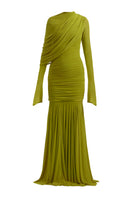 Deme By Gabriella Oakland gown, elegant evening dress with flowing fabric and intricate detailing, suitable for formal occasions.