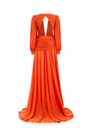 CEM CULT MIA X CEM chiffon backless gown in elegant flowy fabric, featuring a plunging neckline and stylish design.