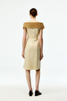 Beige and caramel cotton midi dress by Chictopia, featuring a flowing fabric and elegant design suitable for casual or semi-formal wear.
