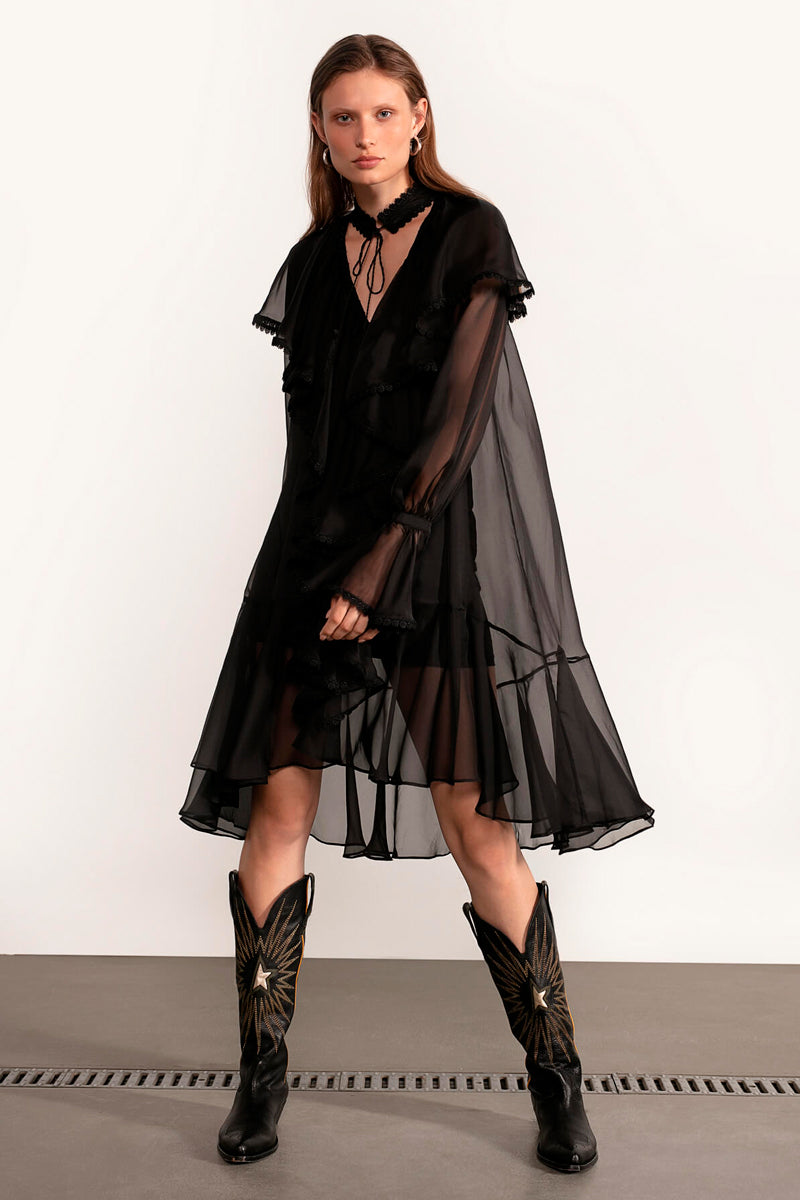 OCEAN OF THE TENDERNESS MIDI DRESS IN BLACK - CULT MIA