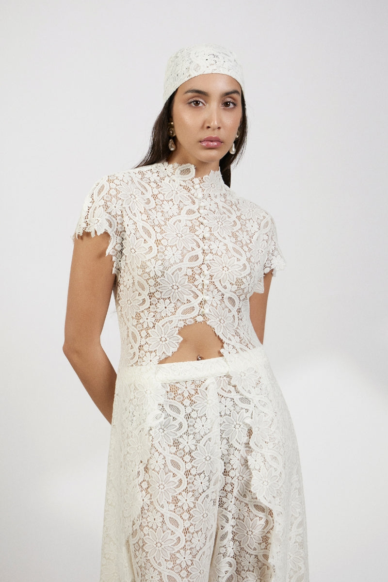 Deme By Gabriella KIANNA co-ords top and pants set in matching fabric, casual style with a fitted top and wide-leg pants.