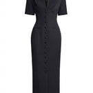 Keira Tong zipper peplum maxi dress featuring a fitted bodice, peplum waist, and flowing skirt in a stylish design.