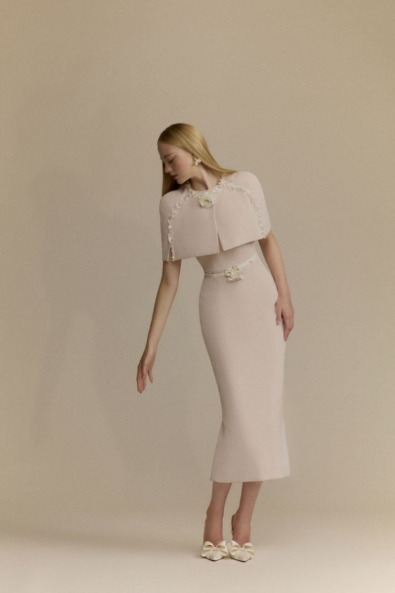 Pink Mara midi dress by White Plan featuring a stylish, flowy design perfect for casual or semi-formal occasions.