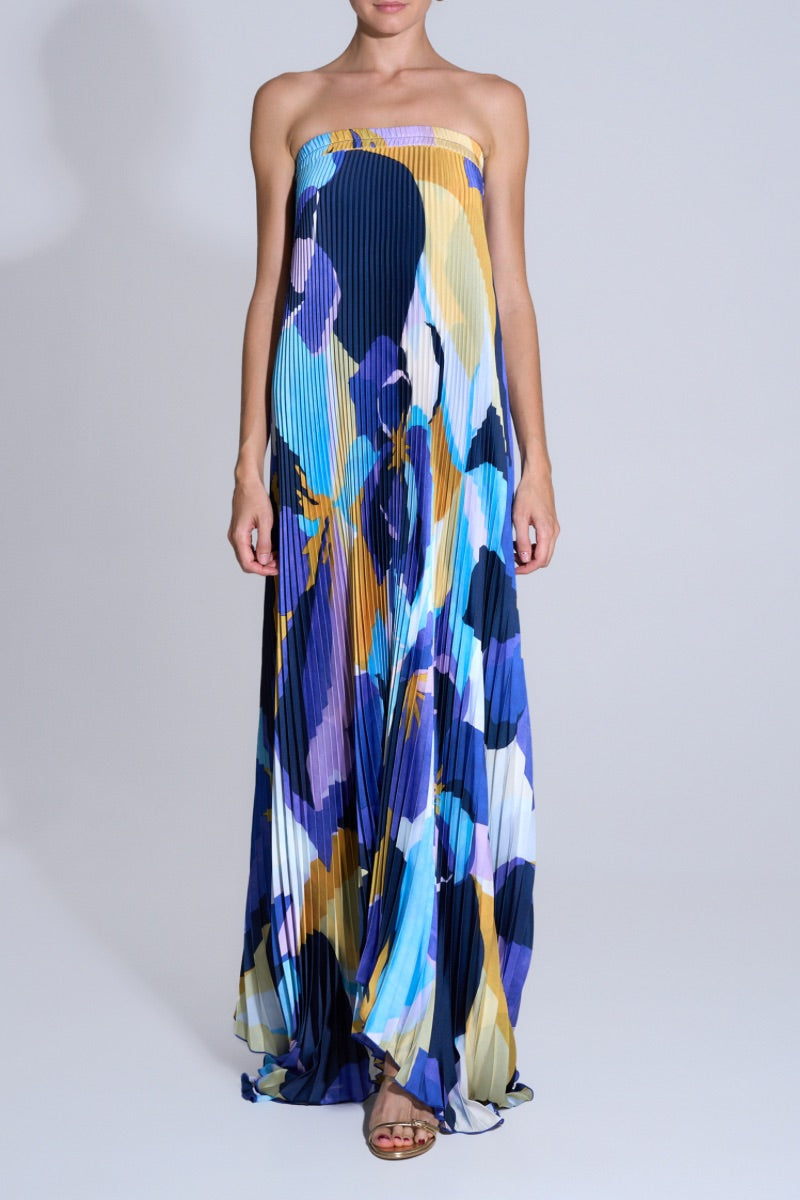 BISOUS STRAPLESS GOWN IN BLUE CALYPSO - CULT MIA