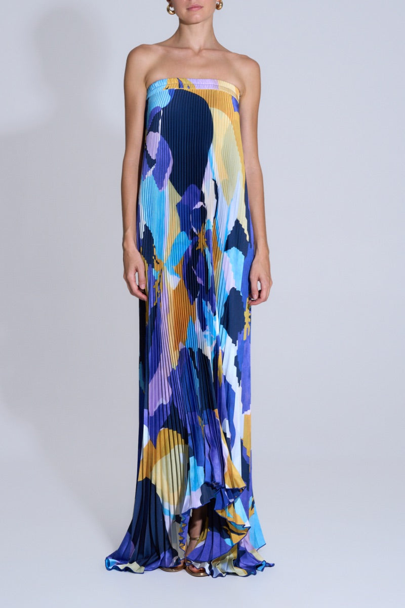 BISOUS STRAPLESS GOWN IN BLUE CALYPSO - CULT MIA