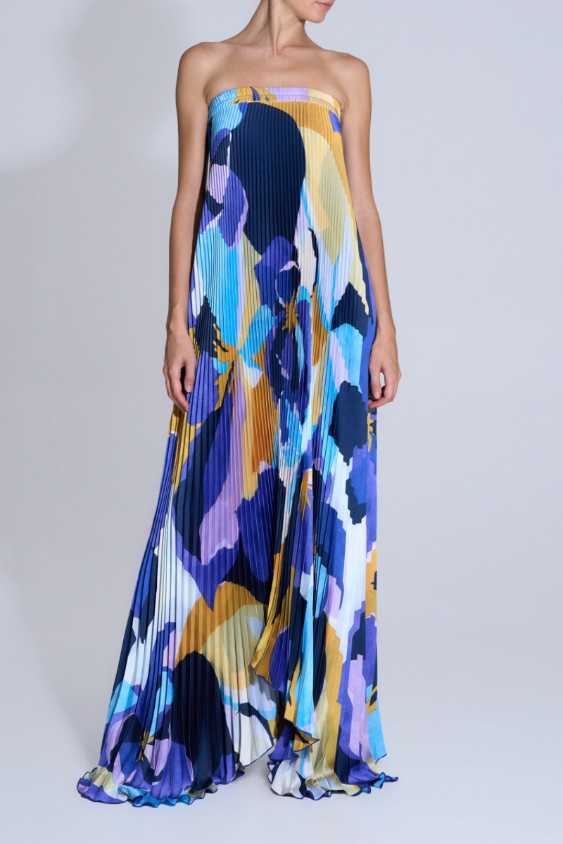 BISOUS STRAPLESS GOWN IN BLUE CALYPSO - CULT MIA