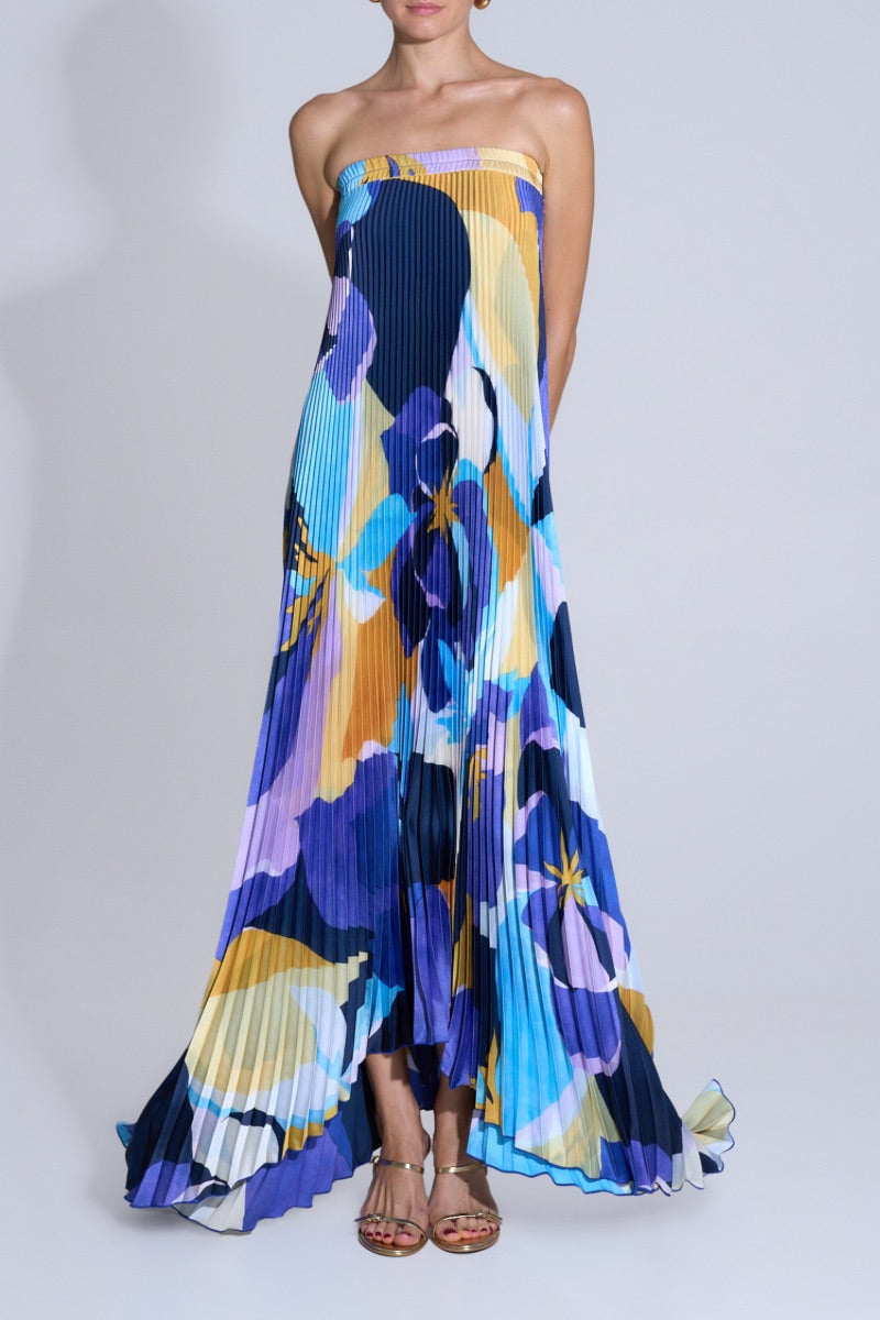BISOUS STRAPLESS GOWN IN BLUE CALYPSO - CULT MIA