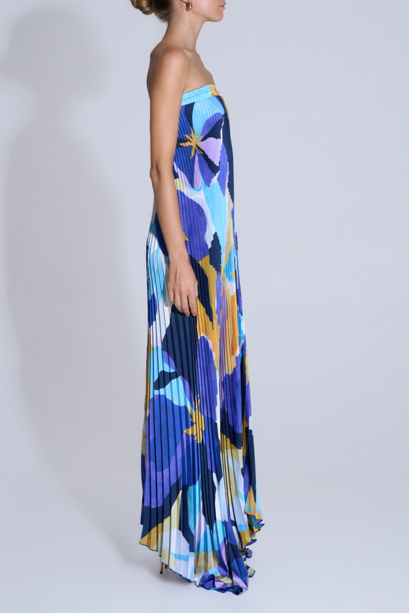 BISOUS STRAPLESS GOWN IN BLUE CALYPSO - CULT MIA