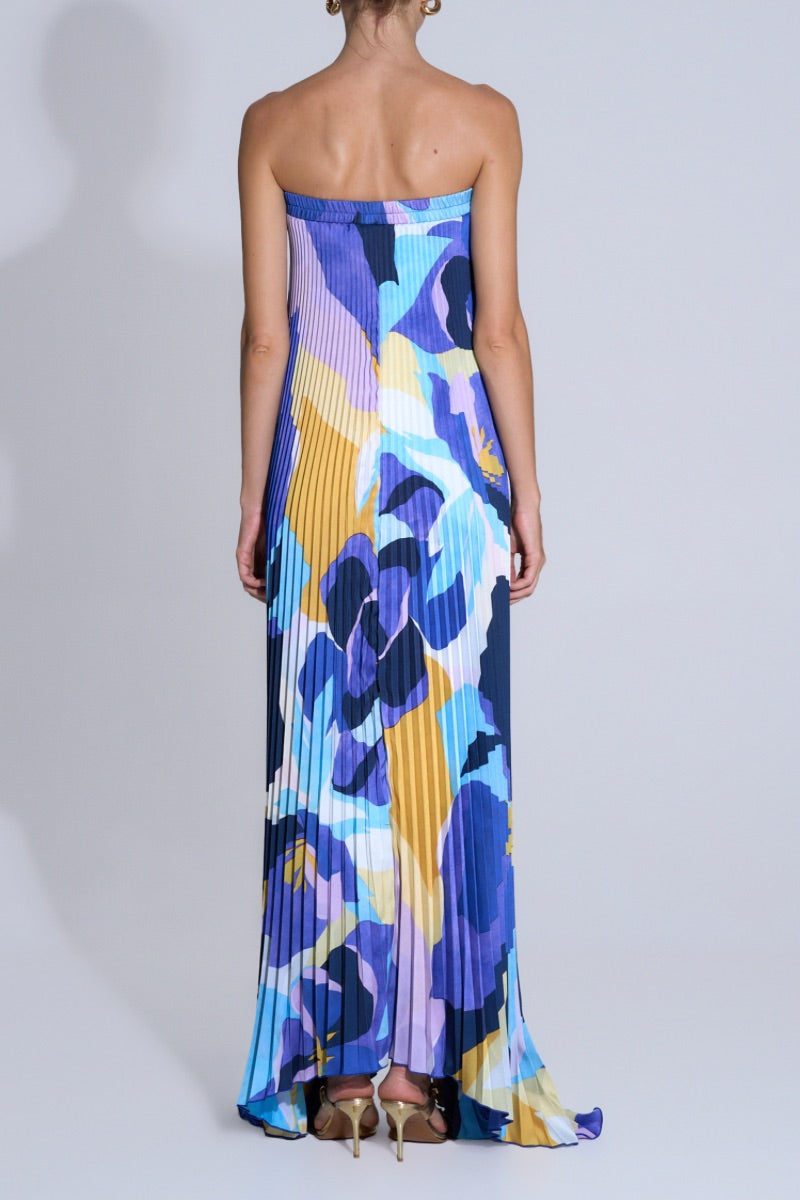 BISOUS STRAPLESS GOWN IN BLUE CALYPSO - CULT MIA