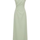 White Plan Arden asymmetric midi dress featuring a stylish, flowing design with unique hemline and elegant silhouette.
