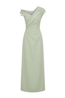 White Plan Arden asymmetric midi dress featuring a stylish, flowing design with unique hemline and elegant silhouette.