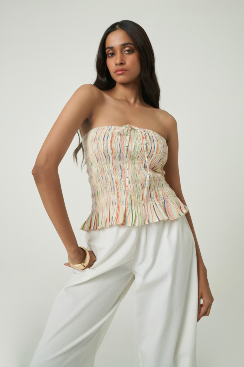 TARA WOVEN STRIPES TOP - CULT MIA