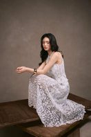 Floral lace maxi dress by Keira Tong featuring intricate lace details and a flowing silhouette.