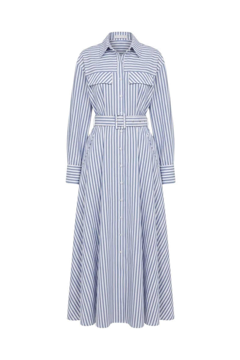 Keira Tong Thera Stripped Maxi Dress with sleeveless design, lightweight fabric, and casual fit displayed on a hanger.