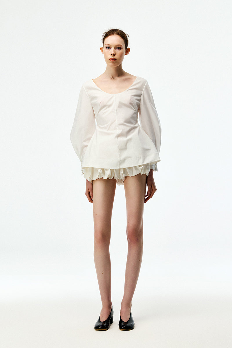 SHORT EN POPLINE IVOIRE