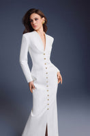 Keira Tong folded buttons maxi dress with a flowy silhouette and elegant button details, showcasing the dress laid flat.