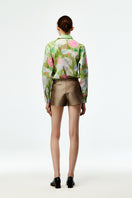 Chictopia taffeta shorts in oyster color, featuring a stylish and lightweight design perfect for casual summer wear.