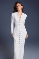 Keira Tong folded buttons maxi dress featuring a stylish design, showcased neatly folded in this product image.