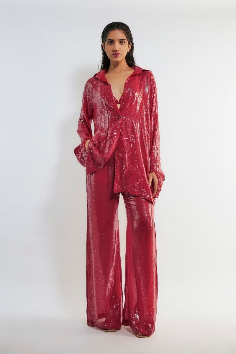 TRACY RED SEQUIN CO-ORD SET - CULT MIA