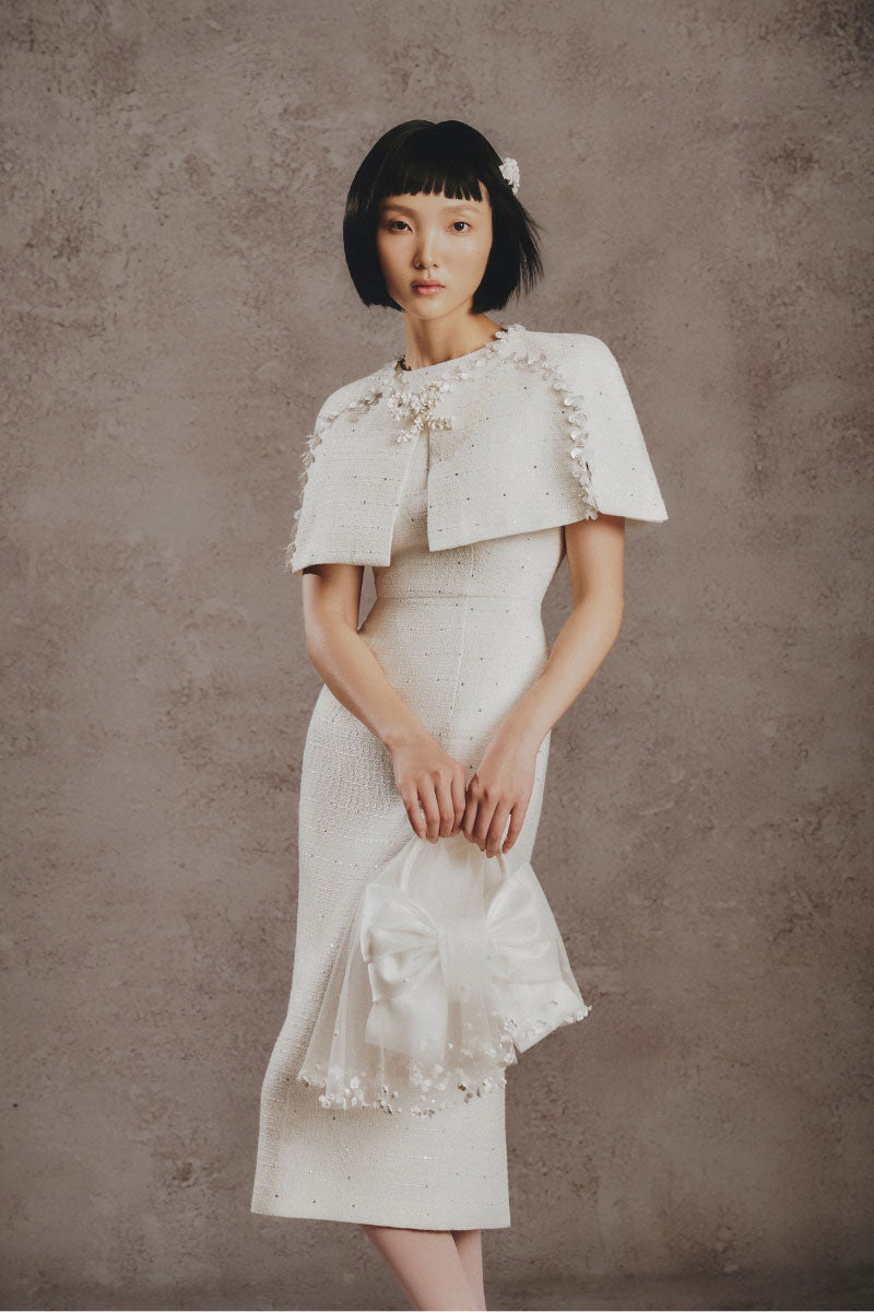 IVORY PEARL CAPE DRESS | CULT MIA