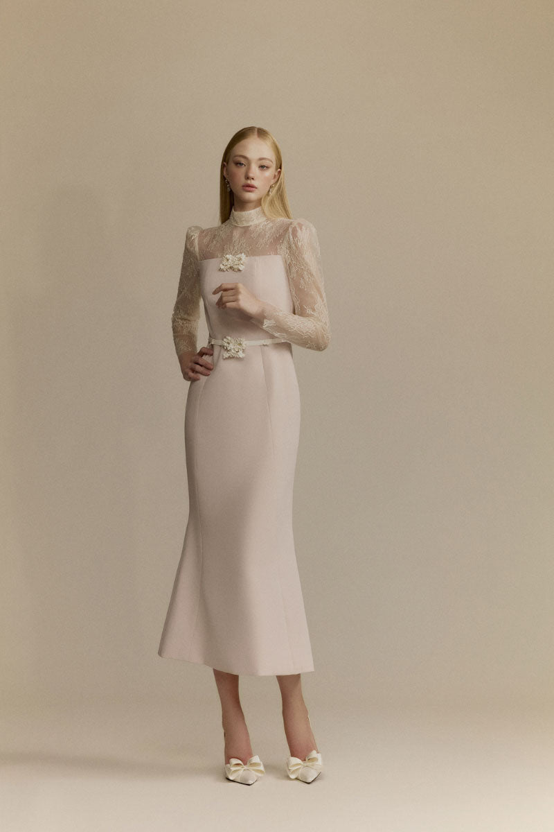 Pink Jordan midi dress by White Plan, featuring a stylish and elegant design perfect for casual or semi-formal occasions.
