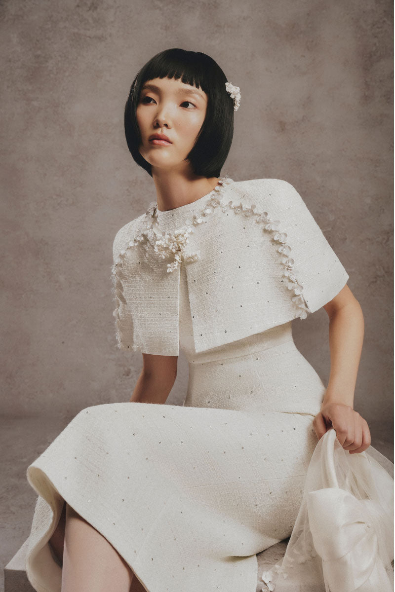 IVORY PEARL CAPE DRESS