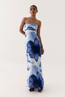 Summer Away COMO Bloom maxi dress featuring a floral pattern, flowing fabric, and sleeveless design for a stylish summer look.
