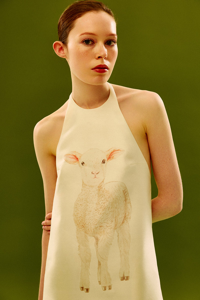 Chictopia silk wool mini dress in ivory, stylish sleeveless dress with soft fabric and elegant fit, perfect for casual or dressy occasions.