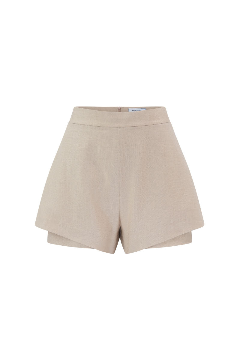 Light gray Arti Apparel TELLUS shorts with a relaxed fit, featuring an elastic waistband and casual style.