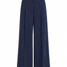 Keira Tong stripe wide-leg pants in black and white with a high waist and relaxed fit, shown on a model.