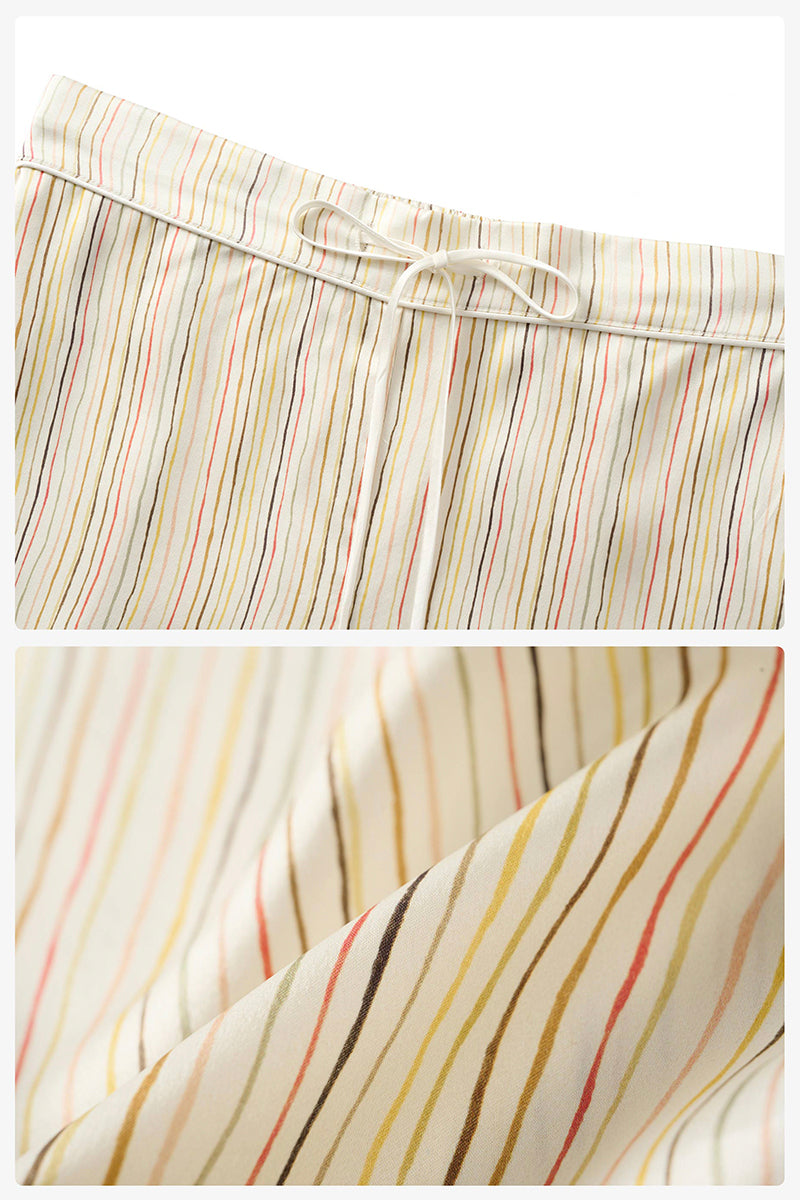Multicolor striped LITTLE HEART long pajama set for kids by Not Just Pajama, featuring comfortable fabric and playful design.