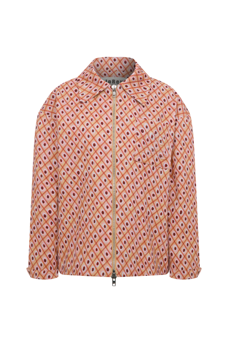 PRINTED GABARDINE JACKET IN SALMON PINK - CULT MIA