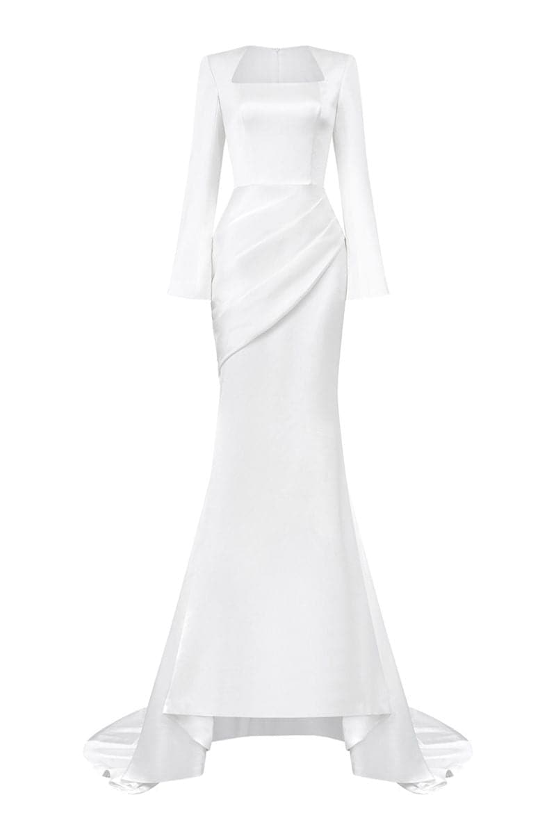 TRAPEZE LONG SLEEVES MULLET SILK GOWN - CULT MIA