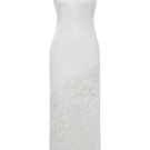 Bocan Couture Elia long rayon nightgown with off-white lace detailing, flowing sleepwear with elegant lace accents.