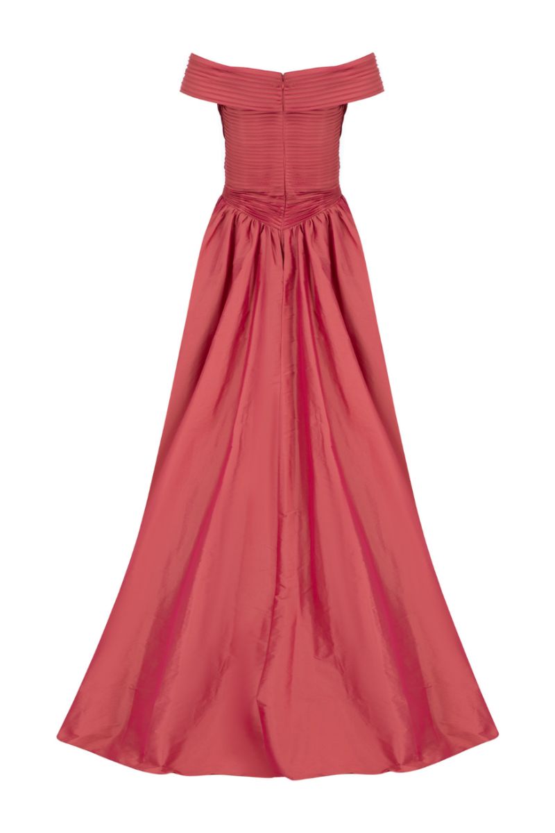 BONNY TERRACOTTA WEAVED OVERSKIRT GOWN - CULT MIA