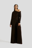 Deme By Gabriella Bria co-ord set in chocolate brown, featuring a matching top and bottom with a stylish, coordinated look.