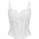 White corset top from Ellipse Lingerie, featuring intricate lace details and a fitted design, perfect for stylish layered looks.