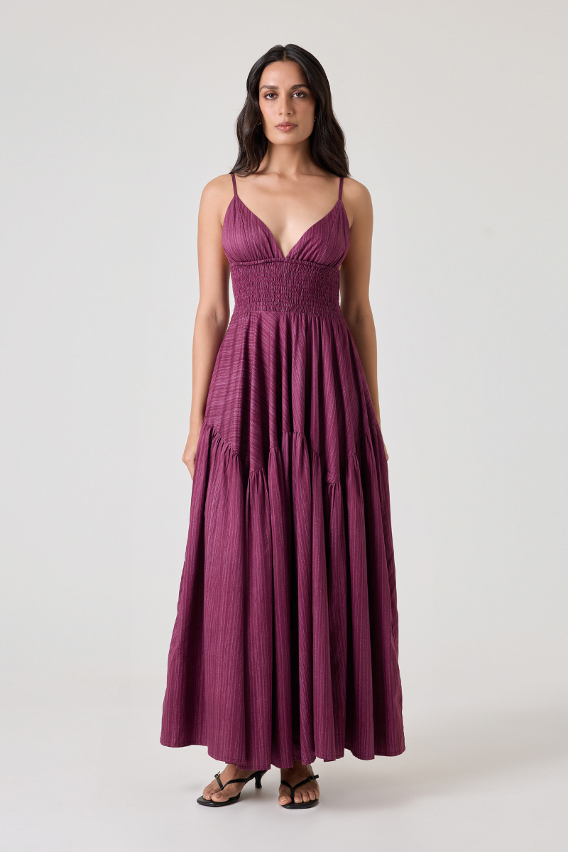 SORRENTO DRESS IN MULBERRY ETCH - CULT MIA