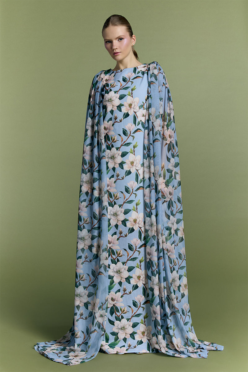 Nur Karaata Whisper Wind gown featuring flowing fabric and elegant design, shown in a full-length view.