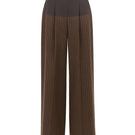 Two-tone waist pleated trousers by Lecia, showcasing the stylish design and tailored fit in a close-up view.