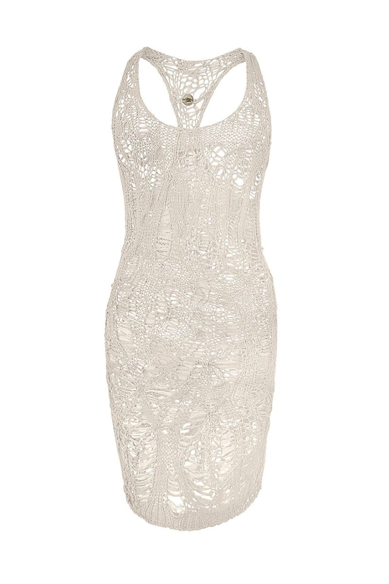 OFF-WHITE SILK RACERBACK MINI DRESS - CULT MIA