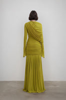 Deme By Gabriella Oakland gown featuring elegant fabric and a flowing silhouette, showcased in a full-length view.